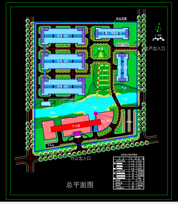 某地区某工业区规划设计cad总平面图纸-图一