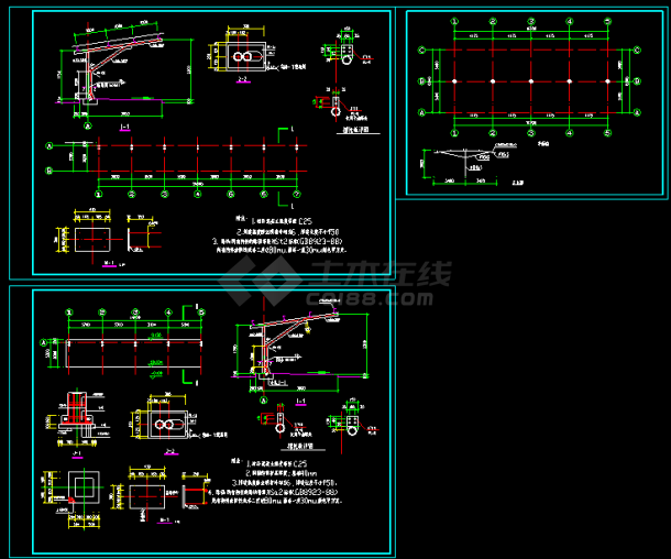 实用的车棚结构施工图大样cad详图-图一