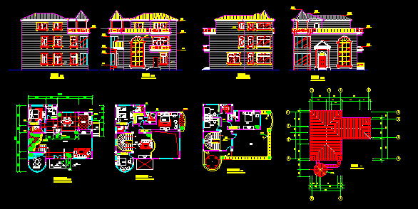 某经典别墅方案设计CAD详情图纸_图1