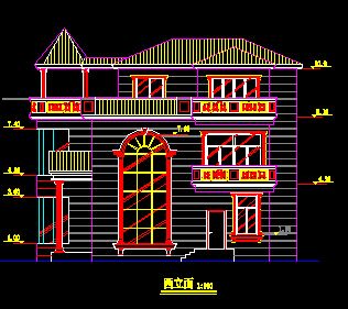 某经典别墅方案设计CAD详情图纸-图二