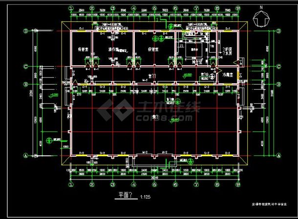 简单小型的中学食堂建筑施工图（共4张）-图二