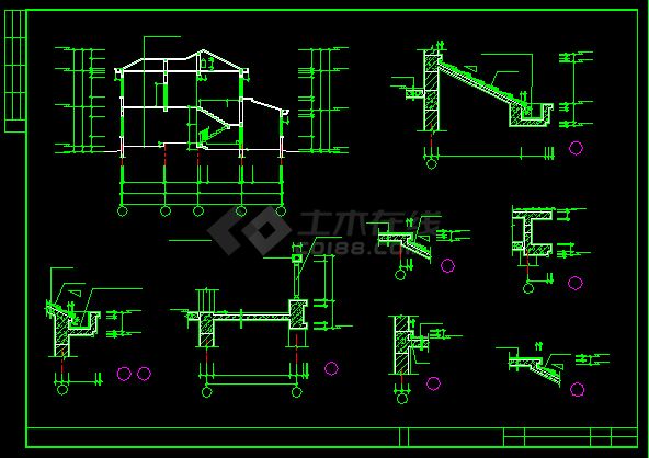 某别墅结构建筑施工CAD详情图纸-图二