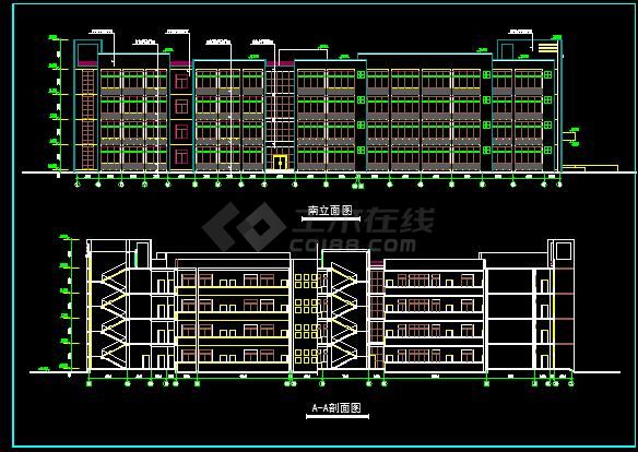 某中学教学楼建筑cad方案图（共7张）-图二