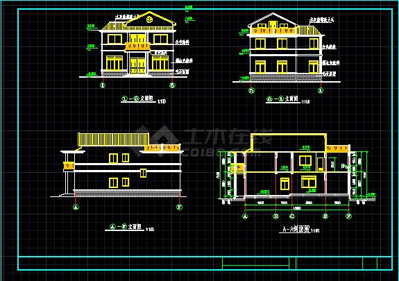 某带阁楼别墅建筑施工CAD详情图-图二