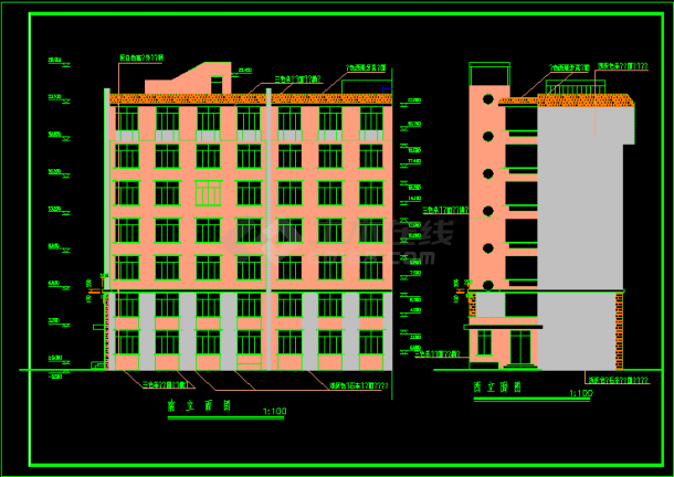 大学学生宿舍建筑施工设计CAD方案图纸-图二