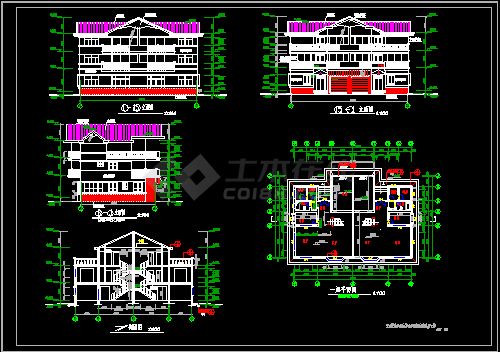 某三层双拼别墅施工CAD详情图纸-图二