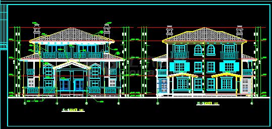 某双拼别墅建筑设计CAD详情图纸-图二