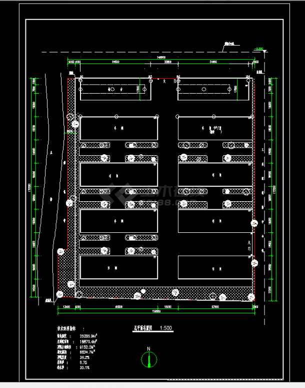 某地某工厂设计cad总平面布置规划图-图一