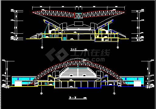 某大学体育馆CAD建筑设计方案图纸-图二