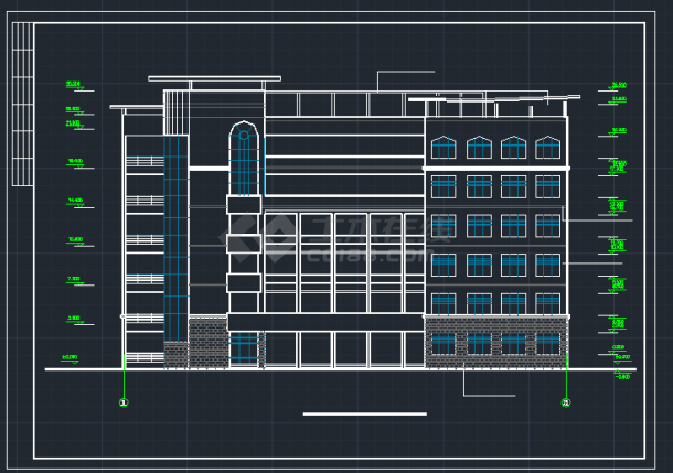 某地区中学高中教学楼建筑设计CAD施工图-图二