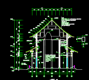 某地古建大雄宝殿建筑设计CAD方案图-图二