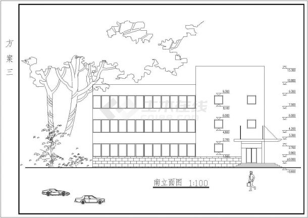 某三层办公楼建筑详细施工方案图纸-图一