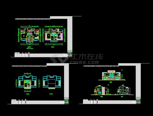 比较简单实用的联排别墅建筑设计图（共3张）-图一