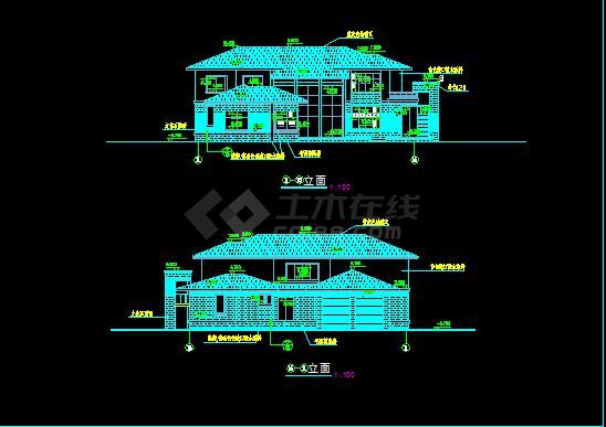 某城市地区两层独立豪华别墅建筑施工图-图二