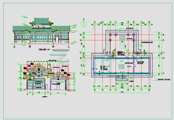 某地仿古戏楼建筑设计方案CAD图纸-图一