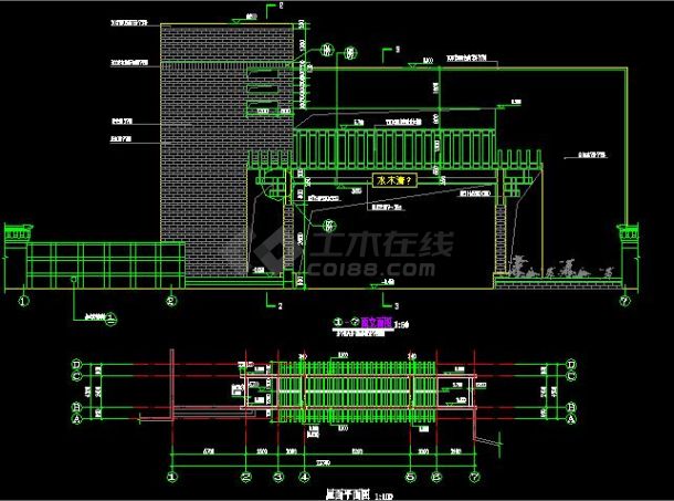 别墅小区特色大门建筑施工图（共6张）-图二