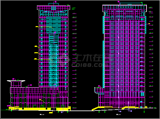 办公大楼建筑全套施工CAD设计方案图纸-图二