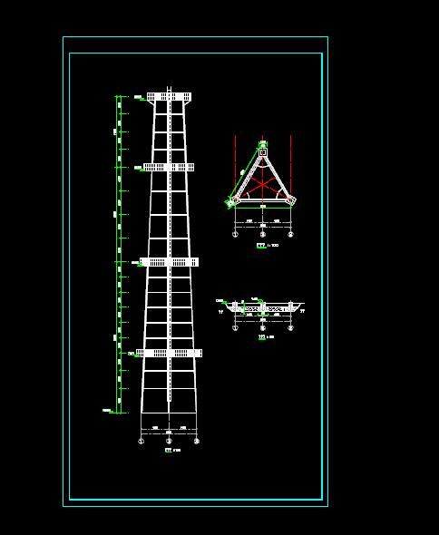 某硫酸厂烟囱钢结构三角塔架建筑结构施工图-图二