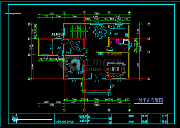 二层小别墅建筑结构全套水电CAD图-图二