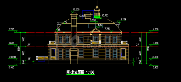 欧式风格2层会所别墅建筑设计图纸-图一