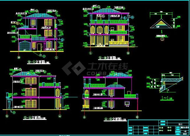 某市典型别墅建筑设计图（共4张）-图二