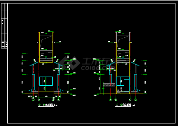 某别墅小区特色大门建筑CAD施工图纸-图二