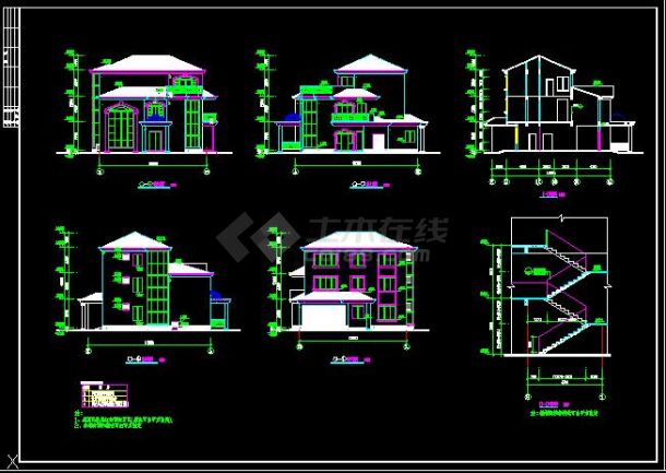 某地区经典别墅建筑施工设计总套图-图二