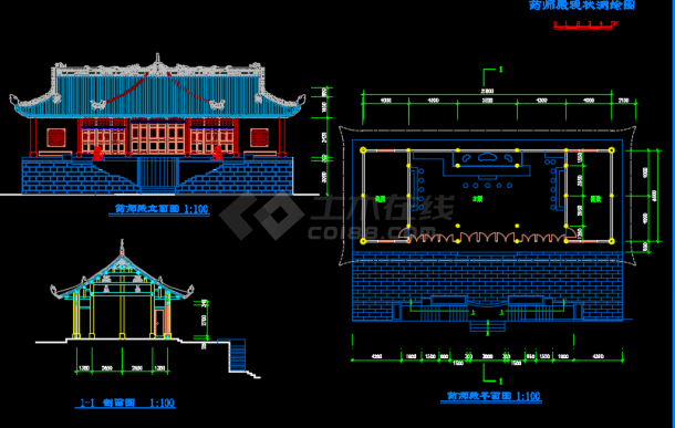 某地药师殿仿古建筑设计CAD方案图纸-图一