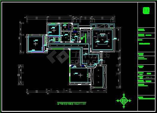 某地区平面别墅建筑室内装修施工设计总图纸-图二
