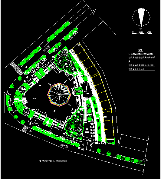 某地淮河源广场园林绿化及施工图（共12张）_图1