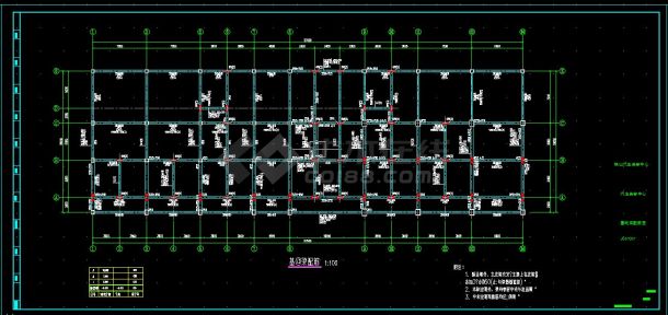 某地区框架办公车库综合楼结构施工设计CAD图纸-图二