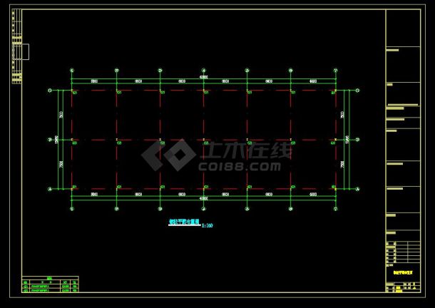 某地区15米×40米钢结构工程设计CAD图纸-图二