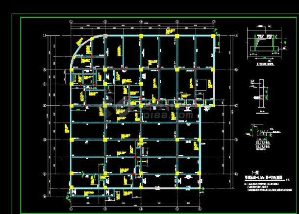  某地区某框架结构商厦结构设计CAD图纸-图二