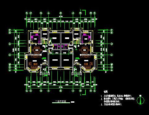 某地区大型双拼别墅建筑施工图（共6张）-图二