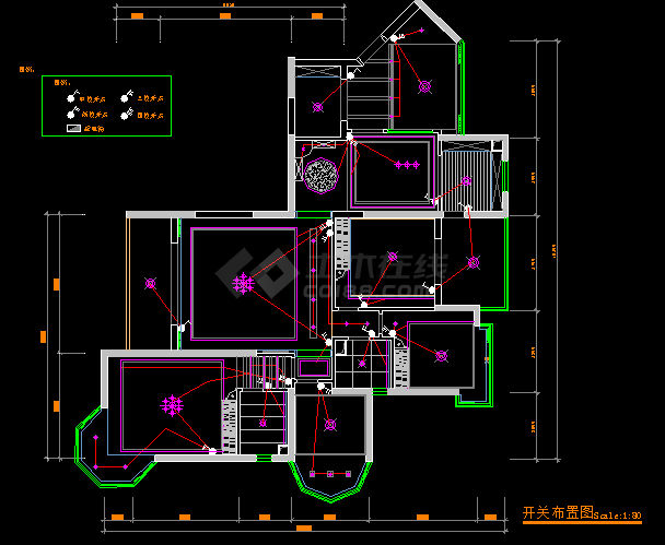 某四房两厅高档住宅装饰施工CAD图-图二