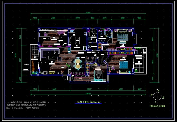 某小区四居室装修设计施工CAD图（全套）-图二