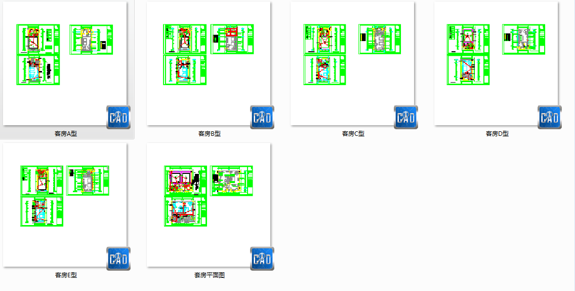 某地区大型酒店各户型标准客房电气图