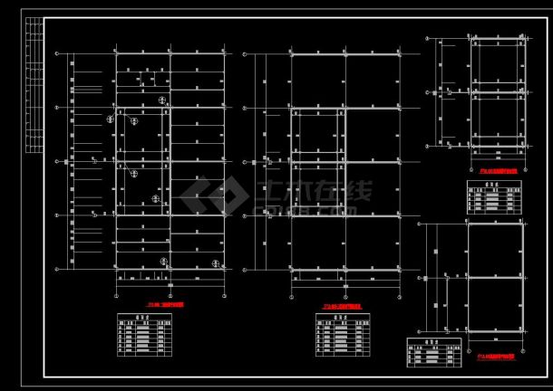 某地区四层钢框架结构施工设计CAD图纸-图二