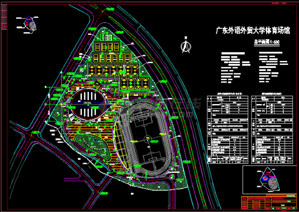 某外语大学体育场馆建筑CAD设计图纸-图一