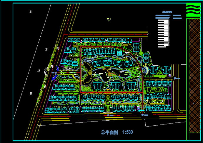 某临河花园住宅小区规划总平面cad设计图纸_图1