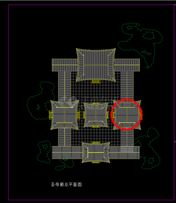 某地区古建圣母殿设计cad建筑施工图-图二