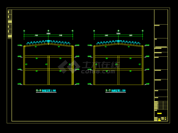 15米×40米钢结构工程建筑结构CAD图纸-图二