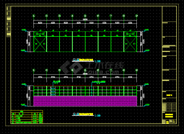 18米X50米钢结构工程建筑结构CAD图纸-图二