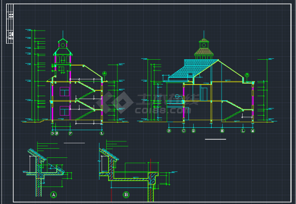 某高档山庄会馆完整建筑施工CAD图-图二