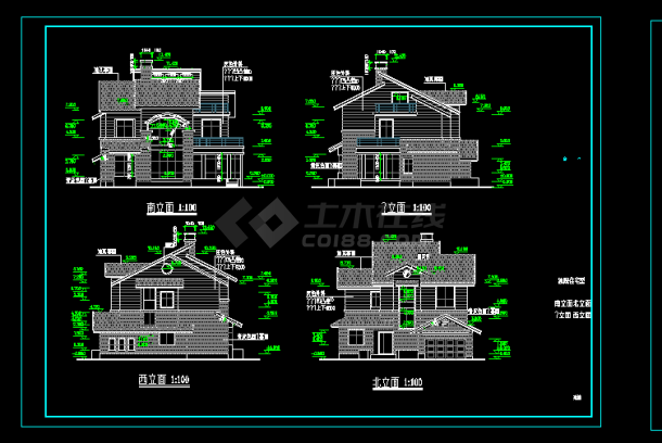 中西独院别墅设计方案全套CAD图纸-图二