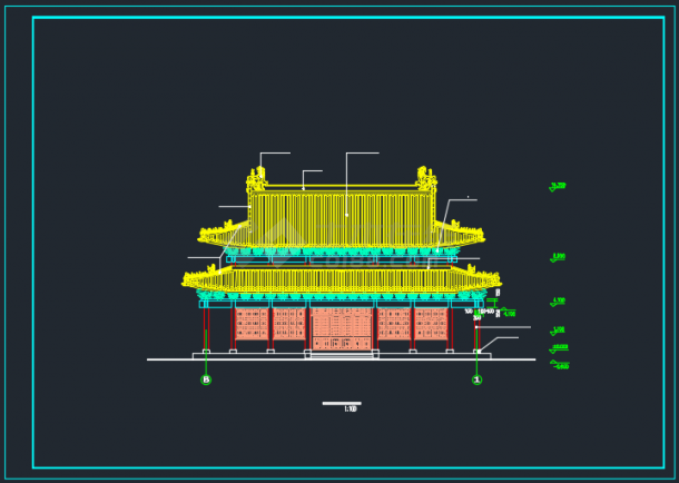 南京某地金殿建筑CAD设计施工图-图二