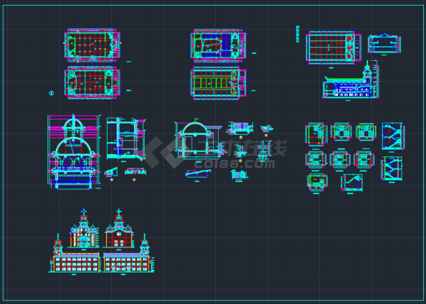 南京某地某三层教堂建筑CAD施工图-图一
