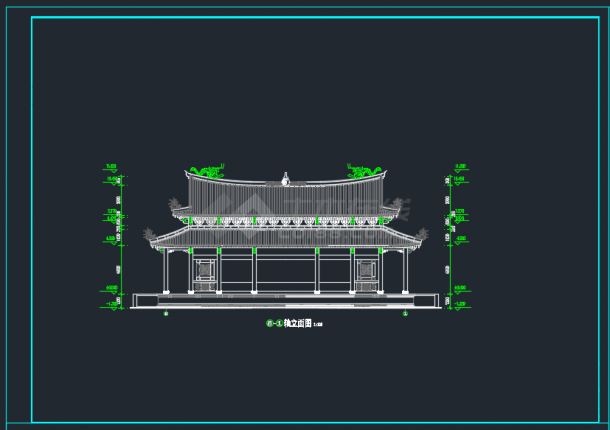 南京某地道家仿古建筑大殿建筑CAD施工图-图二