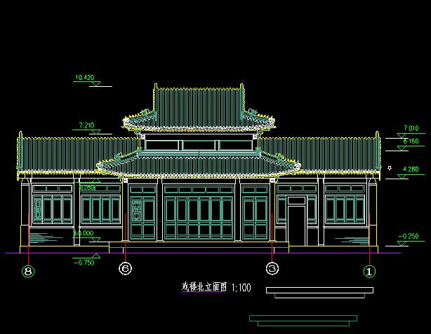 简单实用的小型仿古戏楼建筑设计图（共3张）_图1