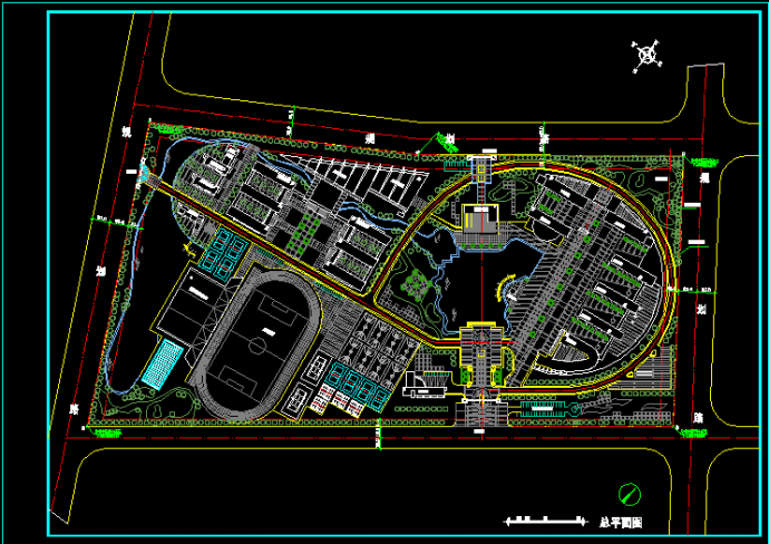 某市学校施工CAD设计总平面图纸_图1